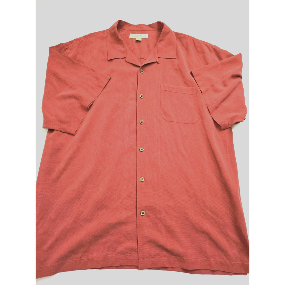 Tommy Bahama‎ 100% Silk Short Sleeve Button Down Shirt Mens Size XL Red
